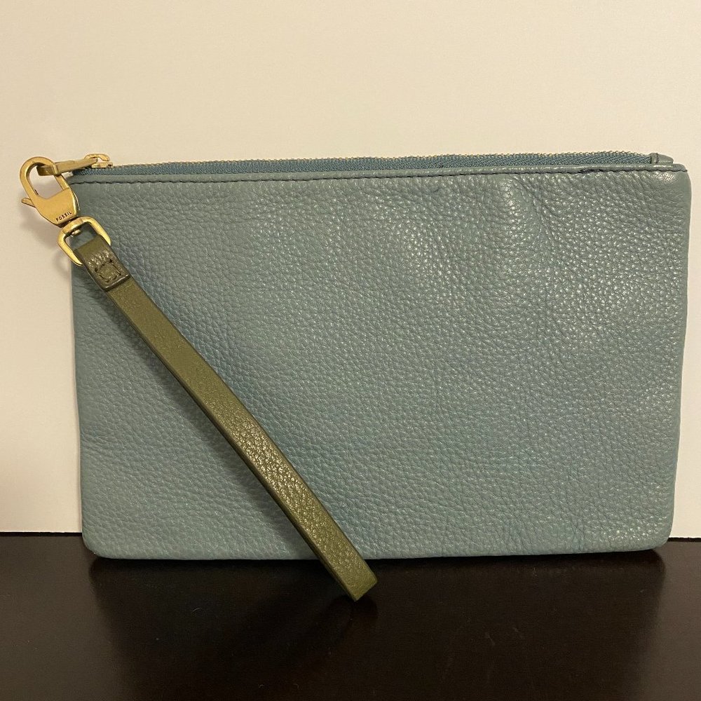 Fossil Gray Blue Wristlet Green Strap